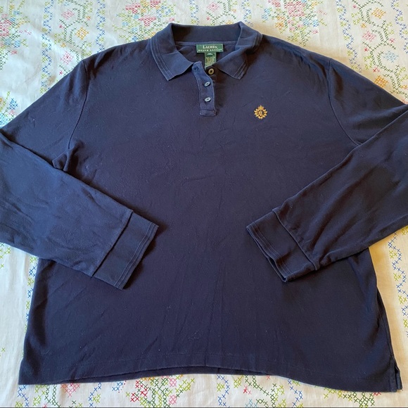 Lauren Ralph Lauren Tops - Women's Vintage Lauren Ralph Lauren Navy Blue Long Sleeve Polo